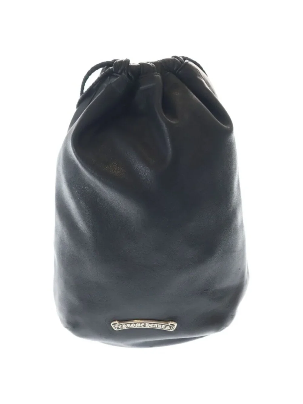 Chrome Hearts Drw Strng Sack Crs Patch Cross Drawstring Sac Leather Handbag